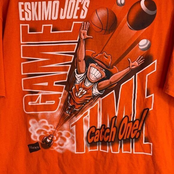 Eskimo Joes Orange Hanes Cotton Blend GAME DAY T-Shirt Short Sleeve Size XL - Picture 4 of 5